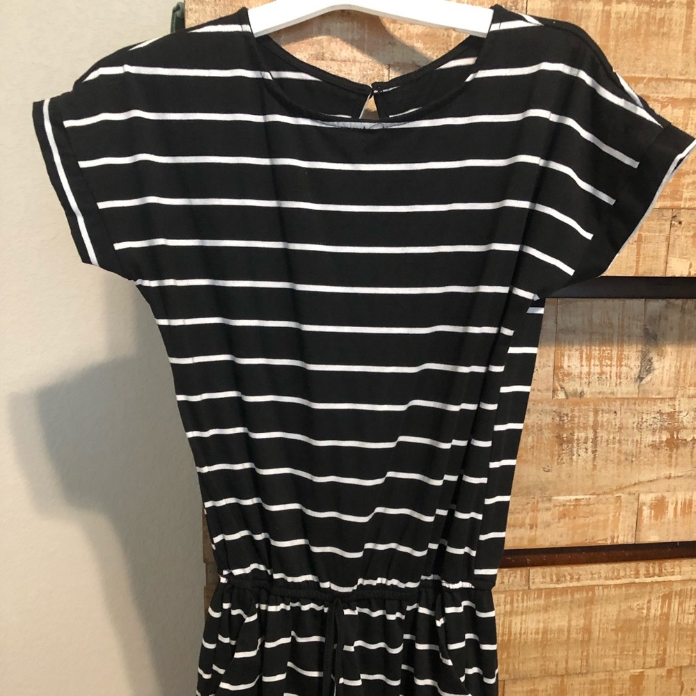 Black and white striped romper